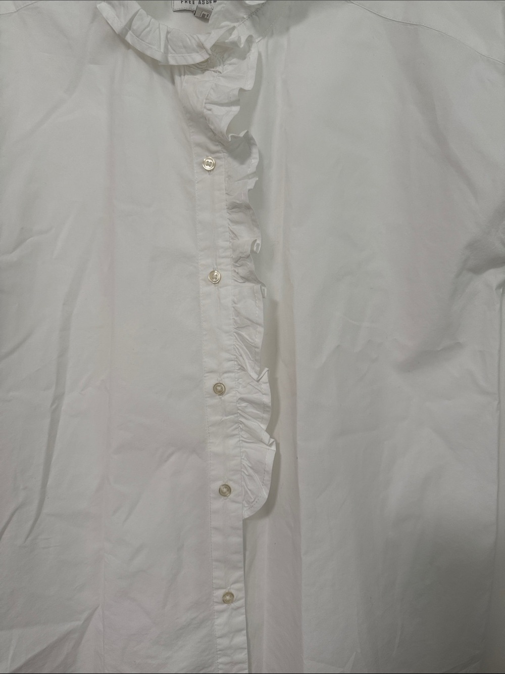 Free People White Ruffle-Front Button Blouse - Picture 4 of 6